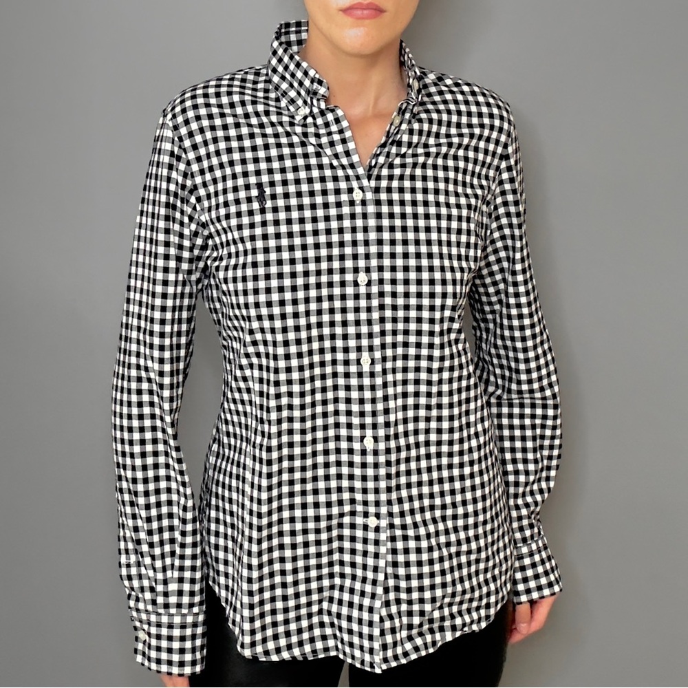 Ralph Lauren Black and White Checkered Button-Up Shirt